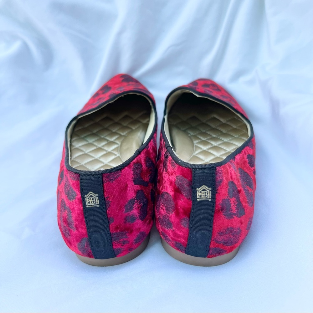 BIRDIES | THE HERON RED LEOPARD PRINT VELVET LOAFER SLIPPER FLAT SIZE 8 - Picture 4 of 6